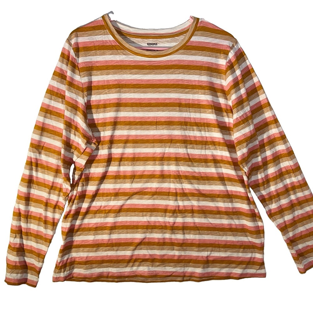 SONOMA Women Long Sleeve Pullover Cotton The Everyday Tee Shirt Extra Large